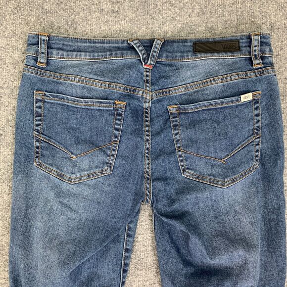 Vans Jean Women 7/28 Denim Skinny Low Rise Distressed Knee Raw Hem Stretch Ankle - Picture 10 of 12